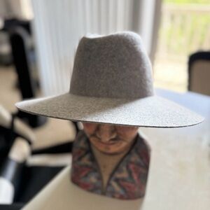 Gigi Pip Grey Felt Fedora Hat – 100% Australian Wool, Wide Brim, Size 57 S/M